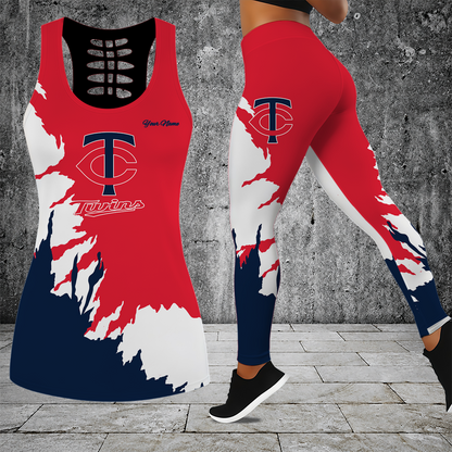 [FLASH SALE] NEW CUSTOMIZED MLB22 MTS MINNESOTA TWINS HOLLOW TANK TOP & LEGGINGS SET