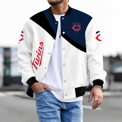 [FLASH SALE] NEW CUSTOMIZED MLB22 MTS MINNESOTA TWINS SATIN VARSITY & BASEBALL JACKET