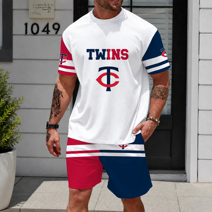 [FLASH SALE] NEW CUSTOMIZED MLB22 MTS MINNESOTA TWINS UNISEX T-SHIRT & SHORTS SET