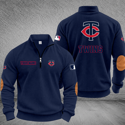 [FLASH SALE] NEW CUSTOMIZED MLB22 MTS MINNESOTA TWINS MULTICOLOR STRIPED QUATER ZIP SWEATSHIRT