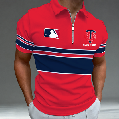 LIMITED EDITION - NEW CUSTOMIZED MLB22 MTS MINNESOTA TWINS ZIP POLO SHIRT