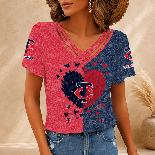 [FLASH SALE] NEW CUSTOMIZED MLB22 MTS MINNESOTA TWINS V-NECK SHIRT
