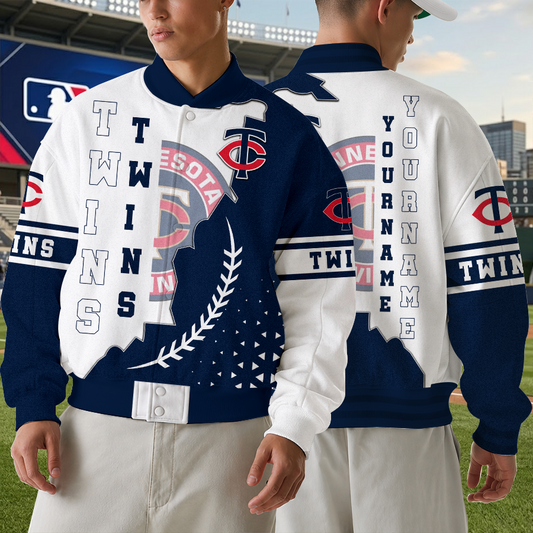 [FLASH SALE] NEW CUSTOMIZED MLB22 MTS MINNESOTA TWINS SATIN VARSITY & BASEBALL JACKET
