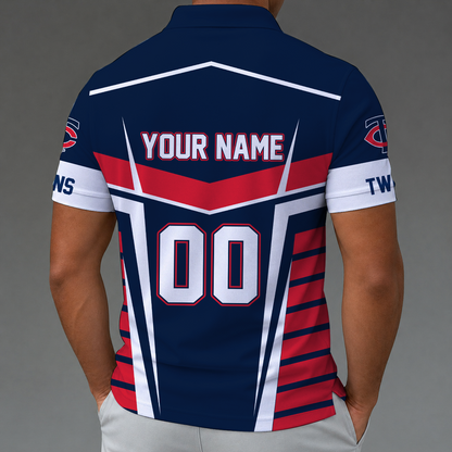 [FLASH SALE] NEW CUSTOMIZED MLB22 MTS MINNESOTA TWINS ZIP POLO SHIRT