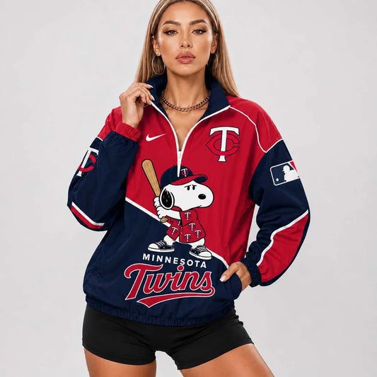 [FLASH SALE] NEW CUSTOMIZED MLB22 MTS MINNESOTA TWINS V-NECK ZIPPER SWEATSHIRT JACKET
