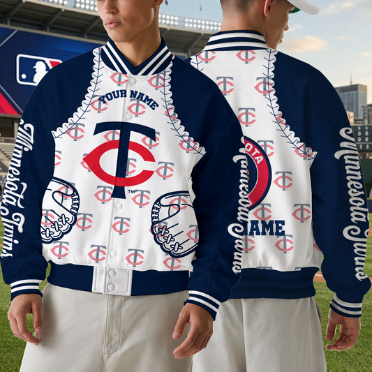 [FLASH SALE] NEW CUSTOMIZED MLB22 MTS MINNESOTA TWINS SATIN VARSITY & BASEBALL JACKET