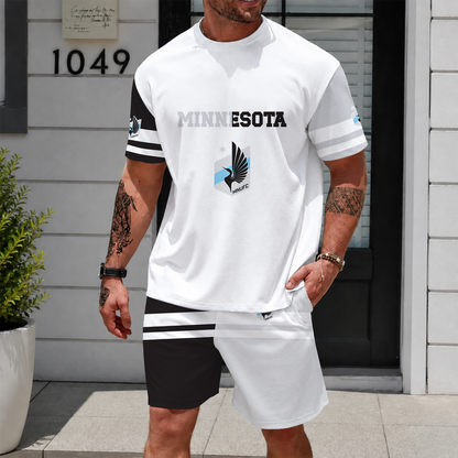 [FAN EXCLUSIVE] NEW CUSTOMIZED MLS22 MUF MINNESOTA UNITED FC UNISEX T-SHIRT & SHORTS SET