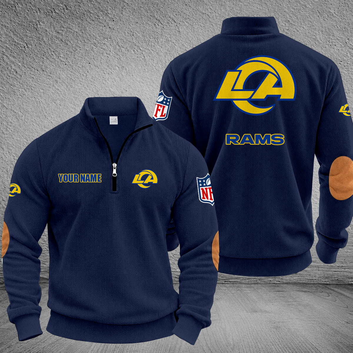 [SPECIAL OFFER] NEW CUSTOMIZED NFL22 LAR LOS ANGELES RAMS MULTICOLOR STRIPED QUATER ZIP SWEATSHIRT