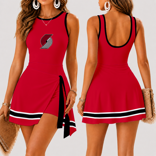 [HOT DEAL] NEW CUSTOMIZED NBA22 PTB PORTLAND TRAIL BLAZERS WOMEN'S SUMMER SKORT DRESS