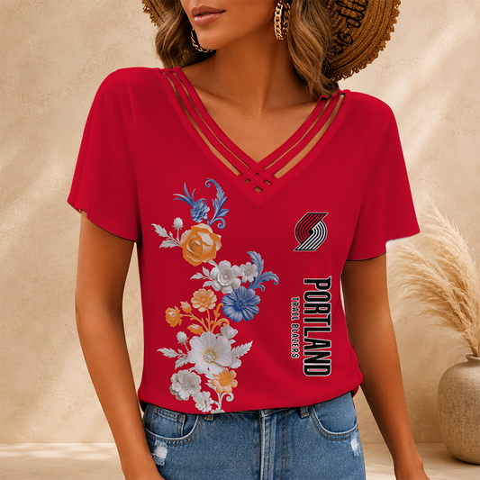 [HOT DEAL] NEW CUSTOMIZED NBA22 PTB PORTLAND TRAIL BLAZERS V-NECK SHIRT