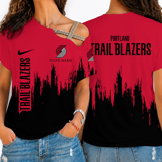 [HOT DEAL] NEW CUSTOMIZED NBA22 PTB PORTLAND TRAIL BLAZERS SHOULDER SHIRT