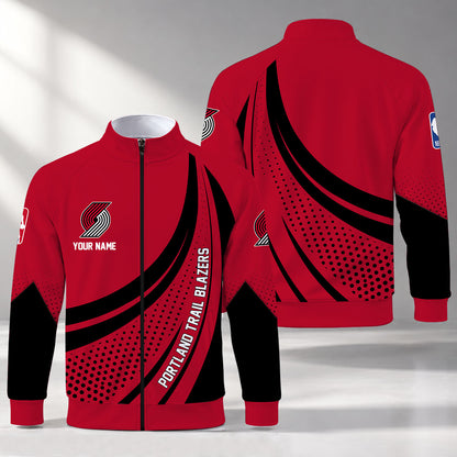 [HOT DEAL] NEW CUSTOMIZED NBA22 PTB PORTLAND TRAIL BLAZERS STAND COLLAR JACKET