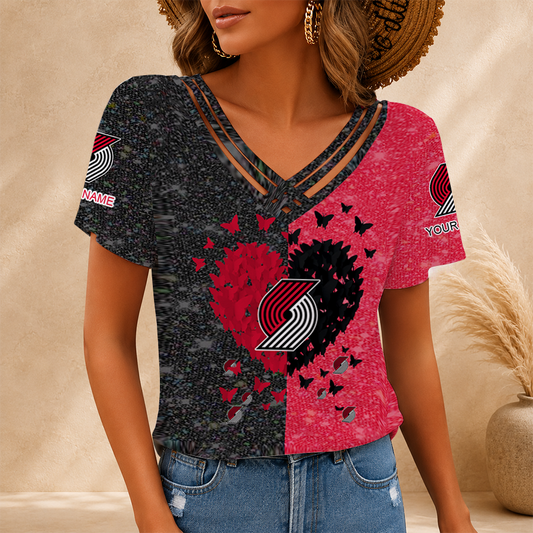 [HOT DEAL] NEW CUSTOMIZED NBA22 PTB PORTLAND TRAIL BLAZERS V-NECK SHIRT