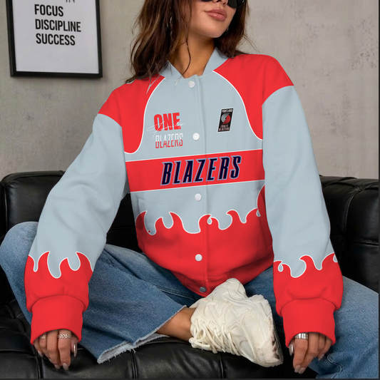 [HOT DEAL] NEW CUSTOMIZED NBA22 PTB PORTLAND TRAIL BLAZERS BASEBALL JACKET, SATIN VARSITY JACKET