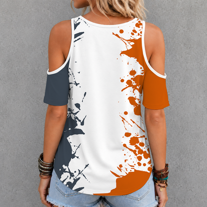 [FAN FAVORITE] NEW CUSTOMIZED NCAA FBS22 TXL TEXAS LONGHORNS CRISS CROSS V-NECK TOP