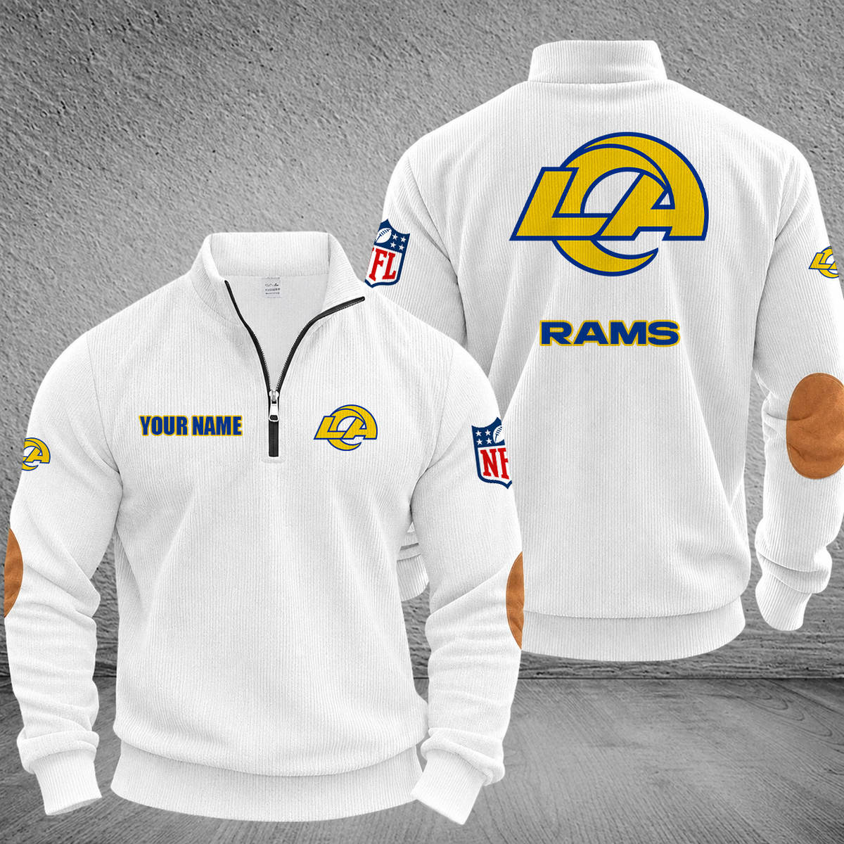 [SPECIAL OFFER] NEW CUSTOMIZED NFL22 LAR LOS ANGELES RAMS MULTICOLOR STRIPED QUATER ZIP SWEATSHIRT