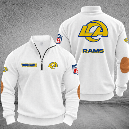 [SPECIAL OFFER] NEW CUSTOMIZED NFL22 LAR LOS ANGELES RAMS MULTICOLOR STRIPED QUATER ZIP SWEATSHIRT