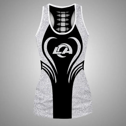[SPECIAL OFFER] NEW CUSTOMIZED NFL22 LAR LOS ANGELES RAMS HOLLOW TANK TOP & LEGGINGS SET