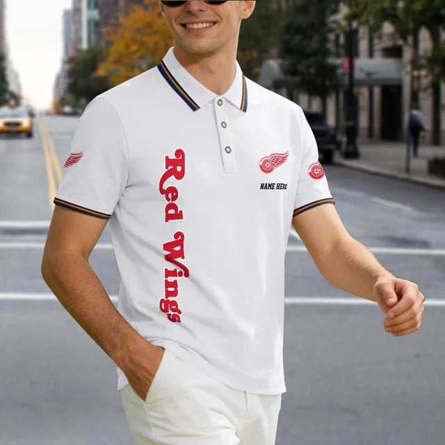 [SUPER SALE] NEW CUSTOMIZED NHL22 DRW DETROIT RED WINGS POLO SHIRT