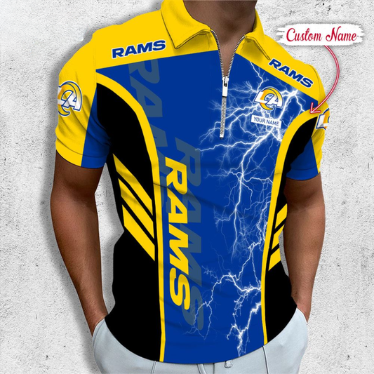 [SPECIAL OFFER] NEW CUSTOMIZED NFL22 LAR LOS ANGELES RAMS ZIP POLO SHIRT