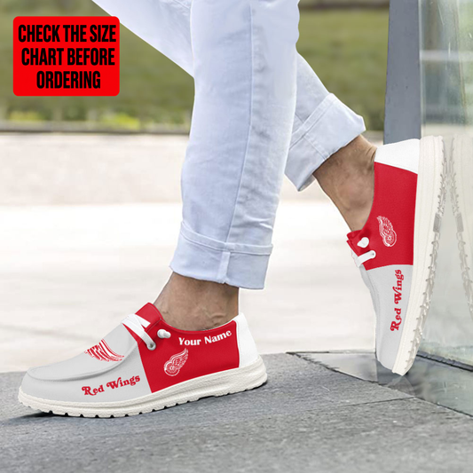 [SUPER SALE] NEW CUSTOMIZED NHL22 DRW DETROIT RED WINGS PREMIUM LOAFER SHOES