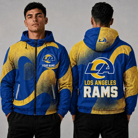 [SPECIAL OFFER] NEW CUSTOMIZED NFL22 LAR LOS ANGELES RAMS WINDBREAKER JACKET