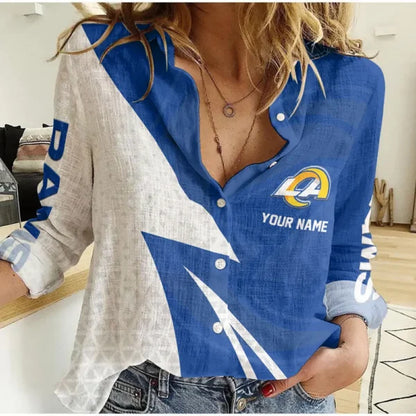 [SPECIAL OFFER] NEW CUSTOMIZED NFL22 LAR LOS ANGELES RAMS WOMEN CASUAL SHIRT