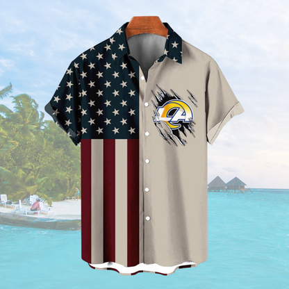[SPECIAL OFFER] NEW CUSTOMIZED NFL22 LAR LOS ANGELES RAMS PATRIOTIC 250 USA HAWAIIAN SHIRT