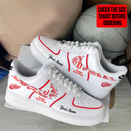 [SUPER SALE] NEW CUSTOMIZED NHL22 DRW DETROIT RED WINGS AF1 SHOES