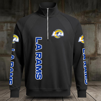 [SPECIAL OFFER] NEW CUSTOMIZED NFL22 LAR LOS ANGELES RAMS MEN'S MULTICOLOR QUARTER-ZIP PULLOVER