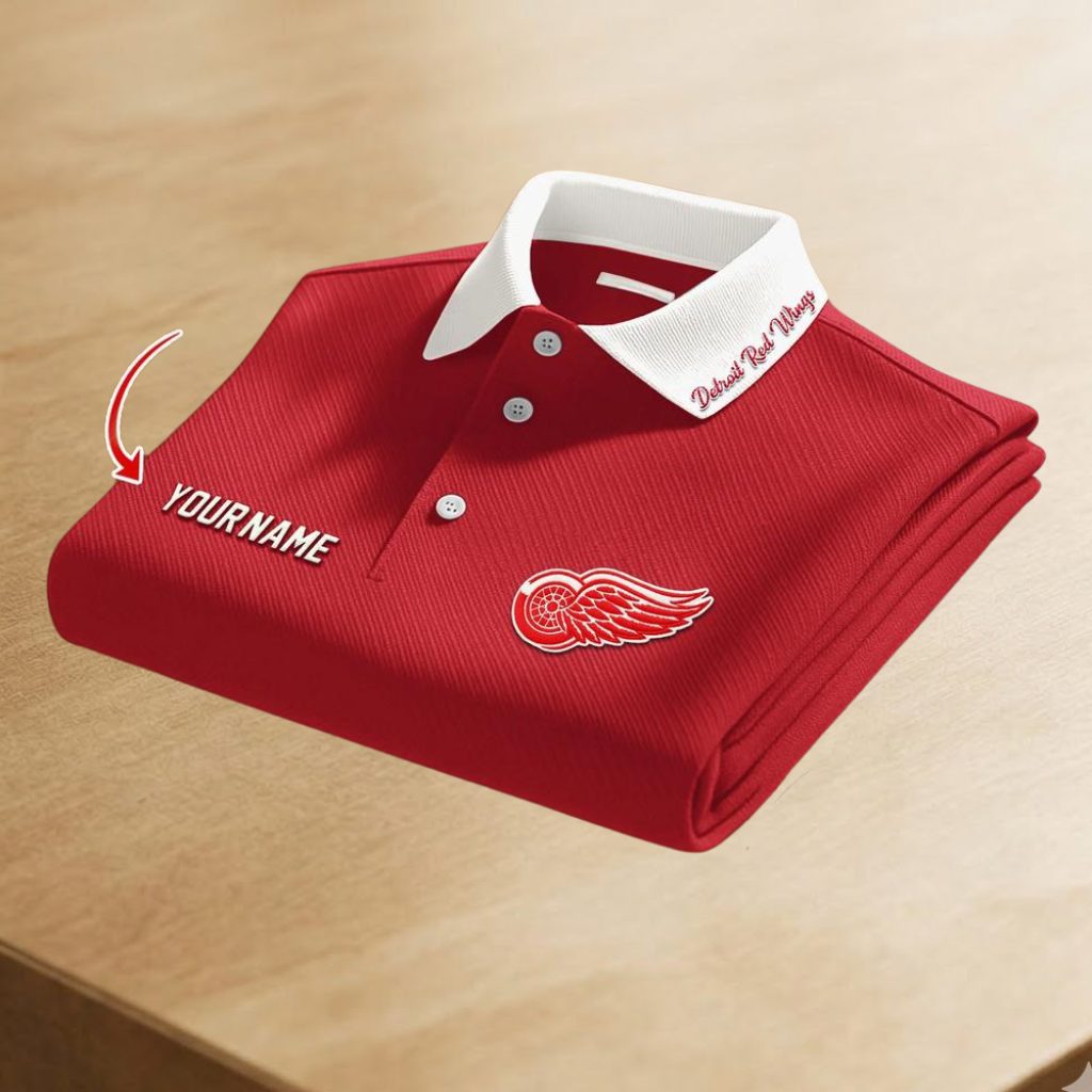 [SUPER SALE] NEW CUSTOMIZED NHL22 DRW DETROIT RED WINGS POLO SHIRT