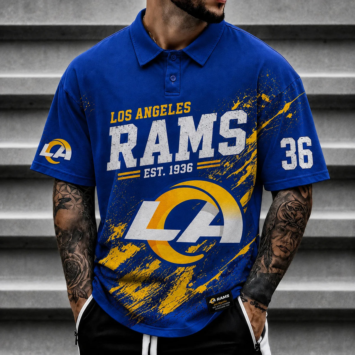 [SPECIAL OFFER] NEW CUSTOMIZED NFL22 LAR LOS ANGELES RAMS POLO SHIRT