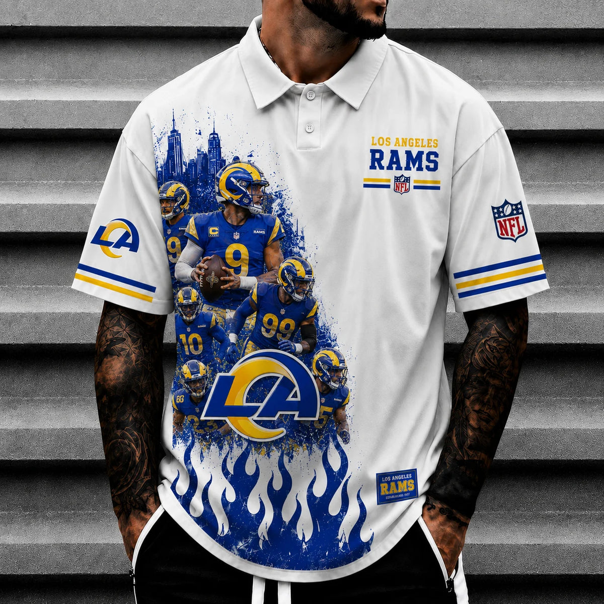 [SPECIAL OFFER] NEW CUSTOMIZED NFL22 LAR LOS ANGELES RAMS POLO SHIRT