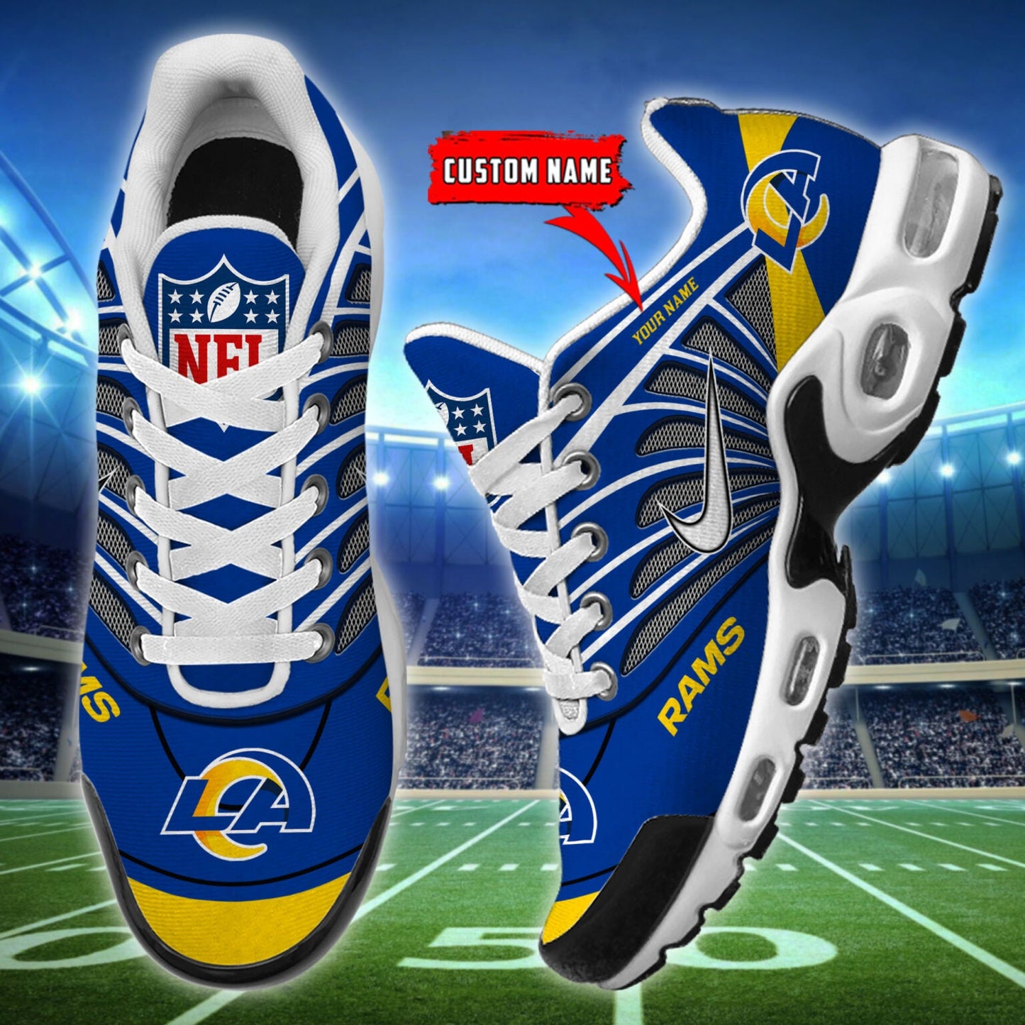 [SPECIAL OFFER] NEW CUSTOMIZED NFL22 LAR LOS ANGELES RAMS AIR MAX PLUS SNEAKERS