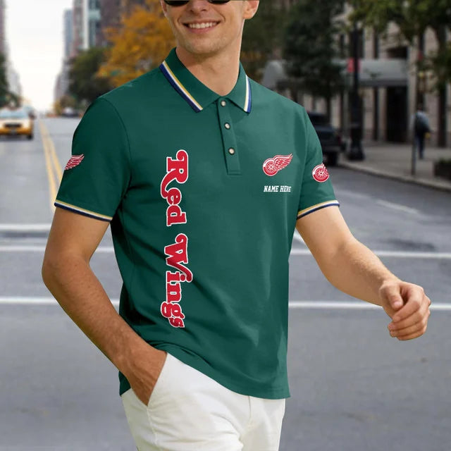 [SUPER SALE] NEW CUSTOMIZED NHL22 DRW DETROIT RED WINGS POLO SHIRT