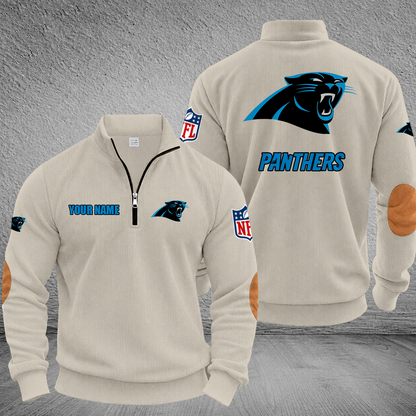 [SPECIAL OFFER] NEW CUSTOMIZED NFL23 CLP CAROLINA PANTHERS MULTICOLOR STRIPED QUATER ZIP SWEATSHIRT