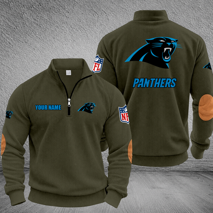 [SPECIAL OFFER] NEW CUSTOMIZED NFL23 CLP CAROLINA PANTHERS MULTICOLOR STRIPED QUATER ZIP SWEATSHIRT