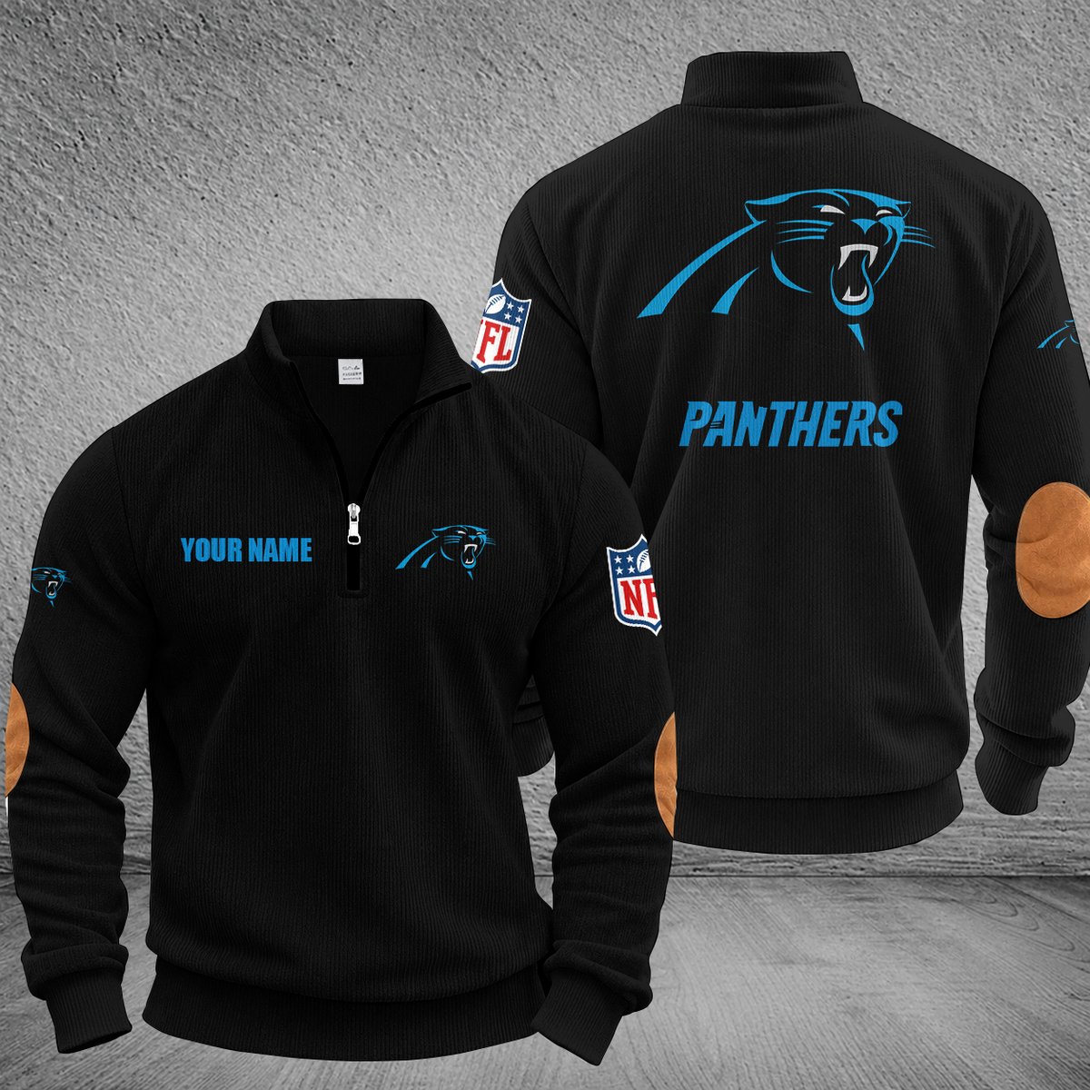 [SPECIAL OFFER] NEW CUSTOMIZED NFL23 CLP CAROLINA PANTHERS MULTICOLOR STRIPED QUATER ZIP SWEATSHIRT
