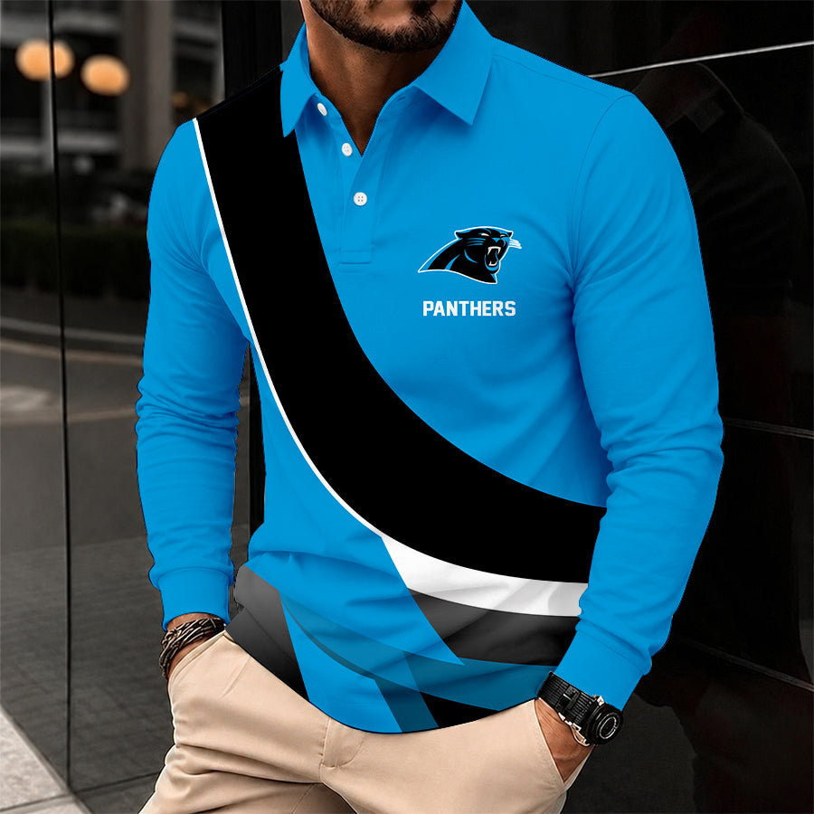 [SPECIAL OFFER] NEW CUSTOMIZED NFL23 CLP CAROLINA PANTHERS LONG SLEEVE POLO SHIRT