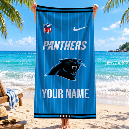 [SPECIAL OFFER] NEW CUSTOMIZED NFL23 CLP CAROLINA PANTHERS BEACH TOWEL