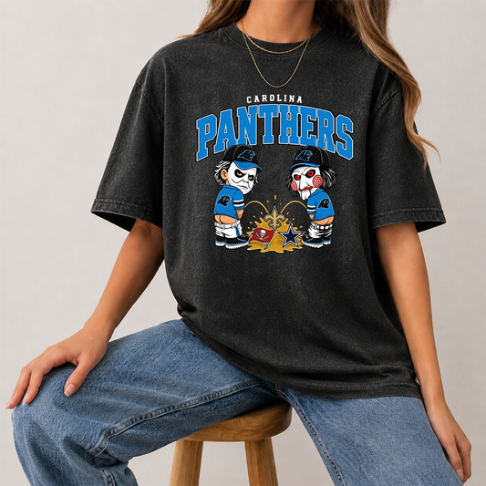[SPECIAL OFFER] NEW CUSTOMIZED NFL23 CLP CAROLINA PANTHERS FUNNY MULTICOLOR WASHED TEE
