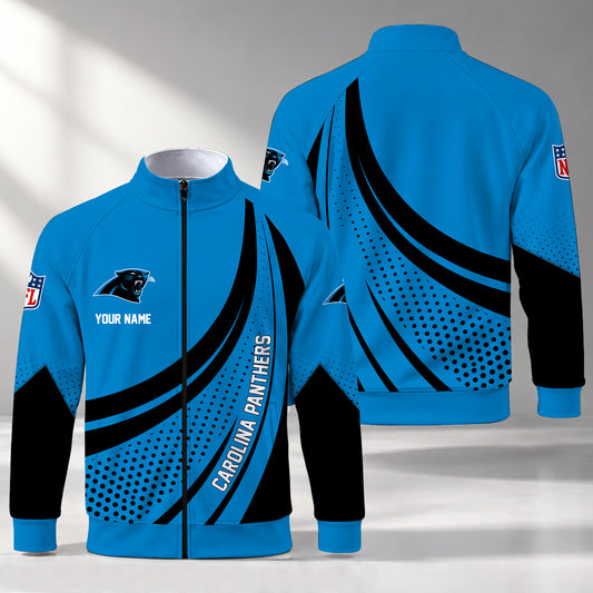 [SPECIAL OFFER] NEW CUSTOMIZED NFL23 CLP CAROLINA PANTHERS STAND COLLAR JACKET