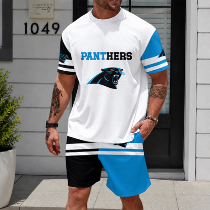 [SPECIAL OFFER] NEWCUSTOMIZED NFL23 CLP CAROLINA PANTHERS UNISEX T-SHIRT & SHORTS SET