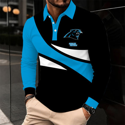 [SPECIAL OFFER] NEW CUSTOMIZED NFL23 CLP CAROLINA PANTHERS LONG SLEEVE POLO SHIRT