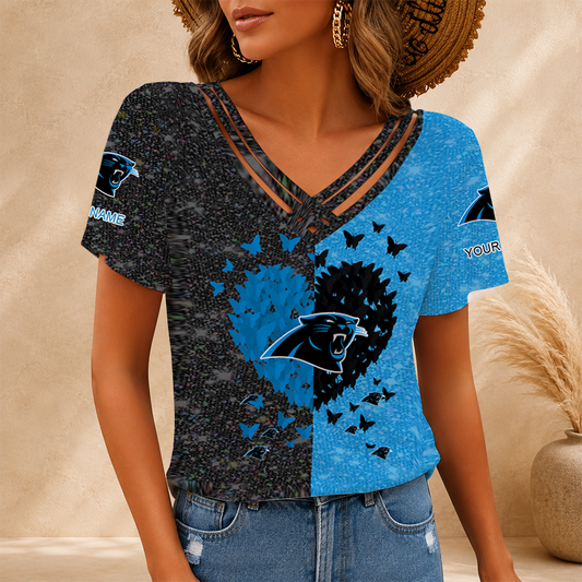 [SPECIAL OFFER] NEW CUSTOMIZED NFL23 CLP CAROLINA PANTHERS V-NECK SHIRT