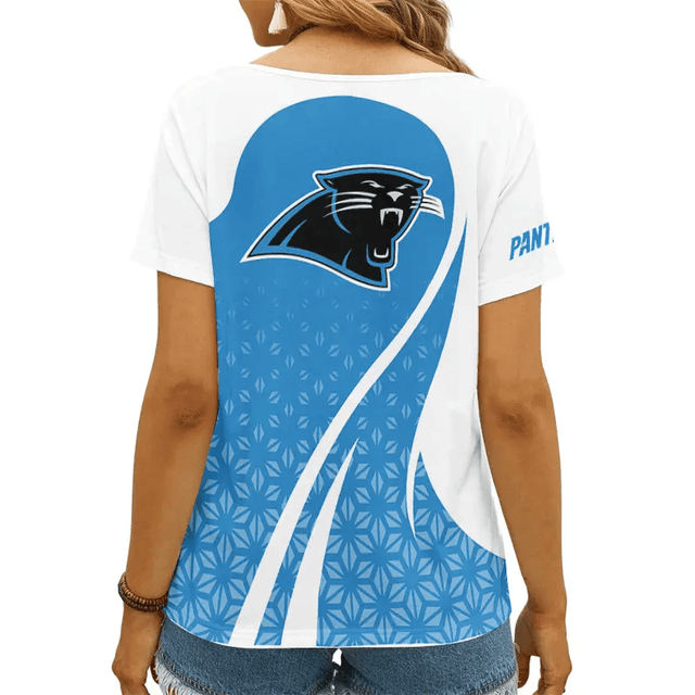 [SPECIAL OFFER] NEW CUSTOMIZED NFL23 CLP CAROLINA PANTHERS V-NECK FEMALE SHIRT