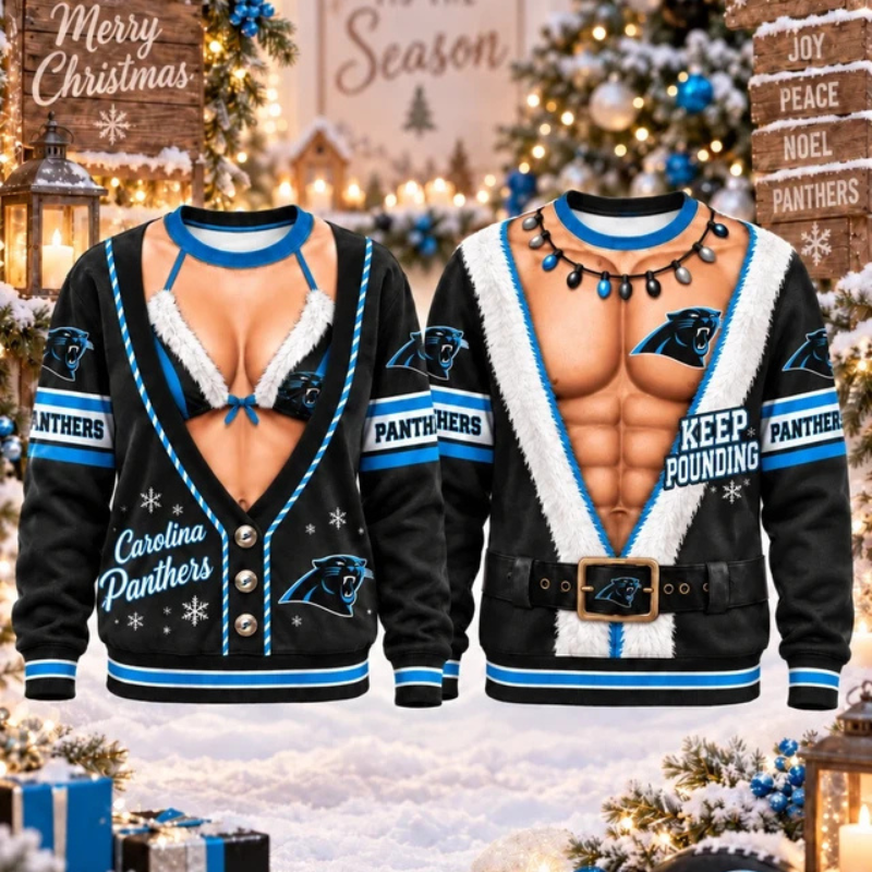 [SPECIAL OFFER] NEW CUSTOMIZED NFL23 CLP CAROLINA PANTHERS CHRISTMAS UNISEX SWEATSHIRT