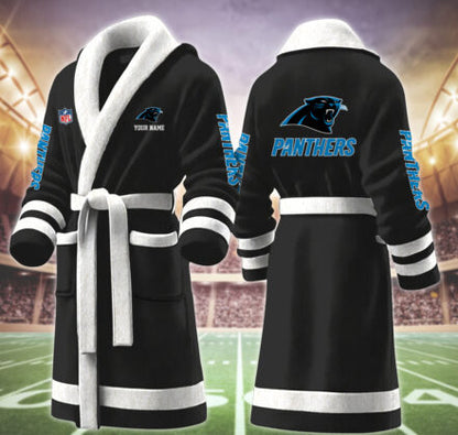 [SPECIAL OFFER] NEW CUSTOMIZED NFL23 CLP CAROLINA PANTHERS MULTICOLOR FLEECE BATHROBE