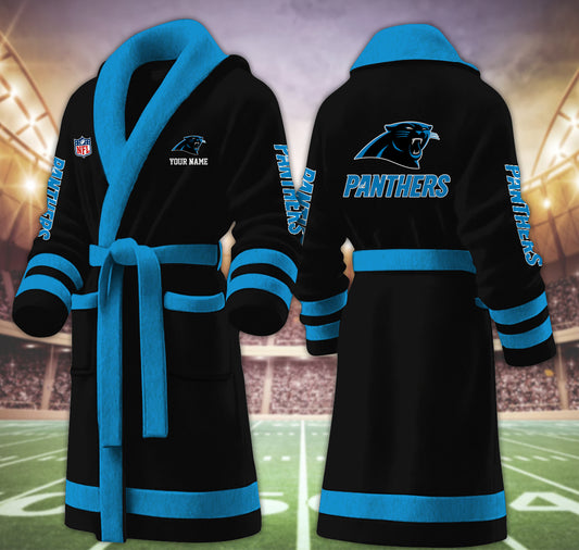 [SPECIAL OFFER] NEW CUSTOMIZED NFL23 CLP CAROLINA PANTHERS MULTICOLOR FLEECE BATHROBE