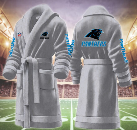 [SPECIAL OFFER] NEW CUSTOMIZED NFL23 CLP CAROLINA PANTHERS MULTICOLOR FLEECE BATHROBE